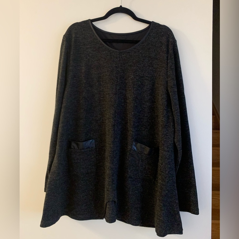Faux Leather Trim sweater